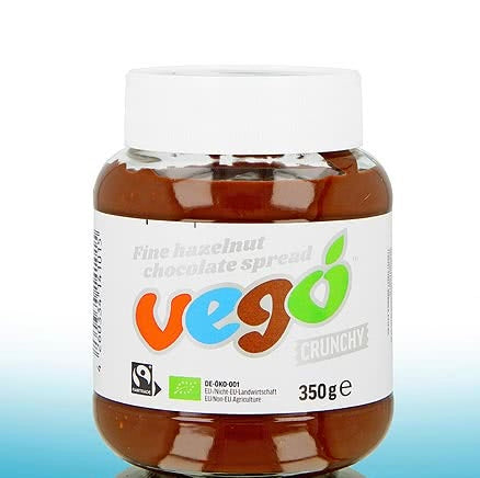 VEGO ORGANIC FINE HAZELNUT CRUNCHY CHOCOLATE SPREAD 350G ( out of date )