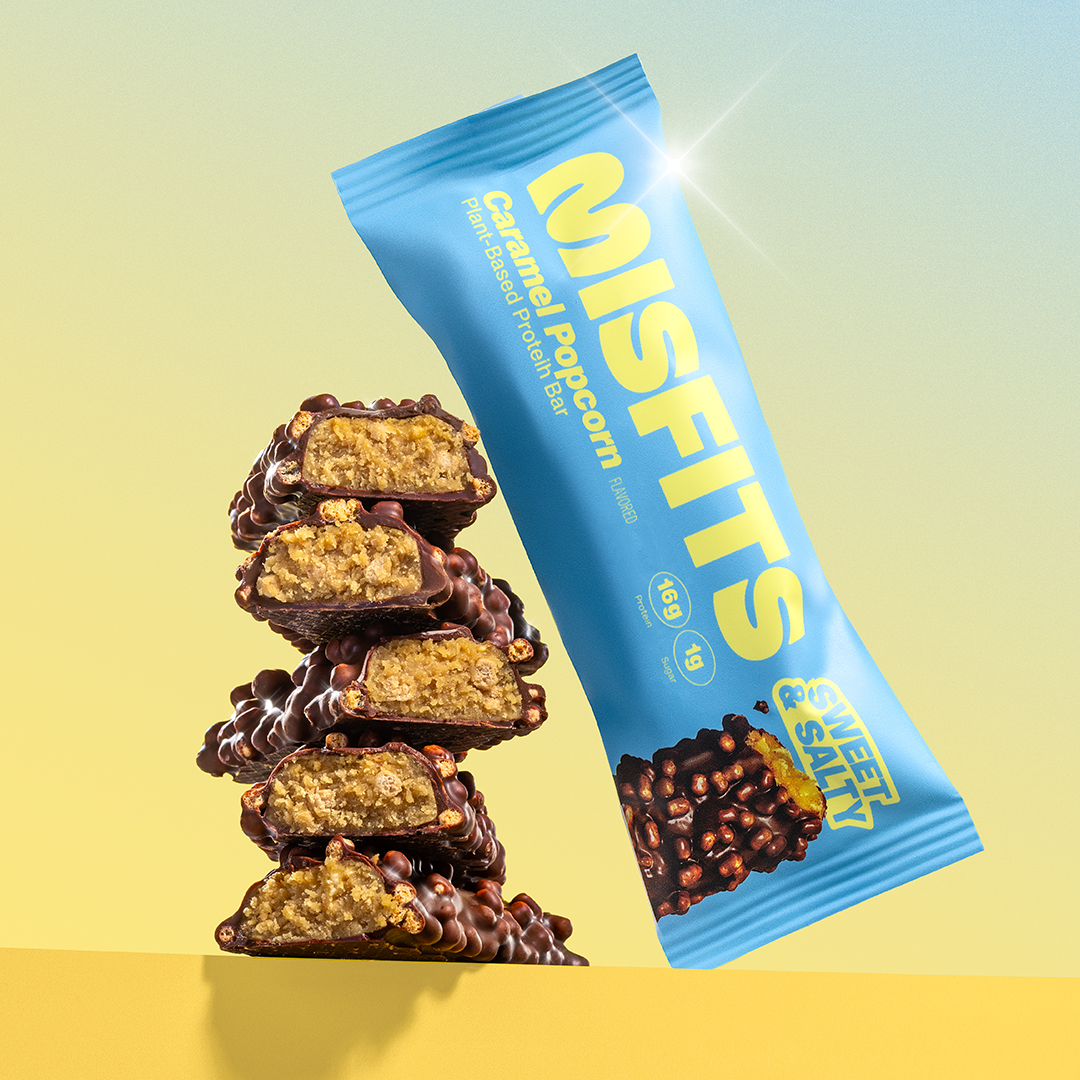 Misfits Caramel Popcorn Flavour Plant Based Protein Bar 50g