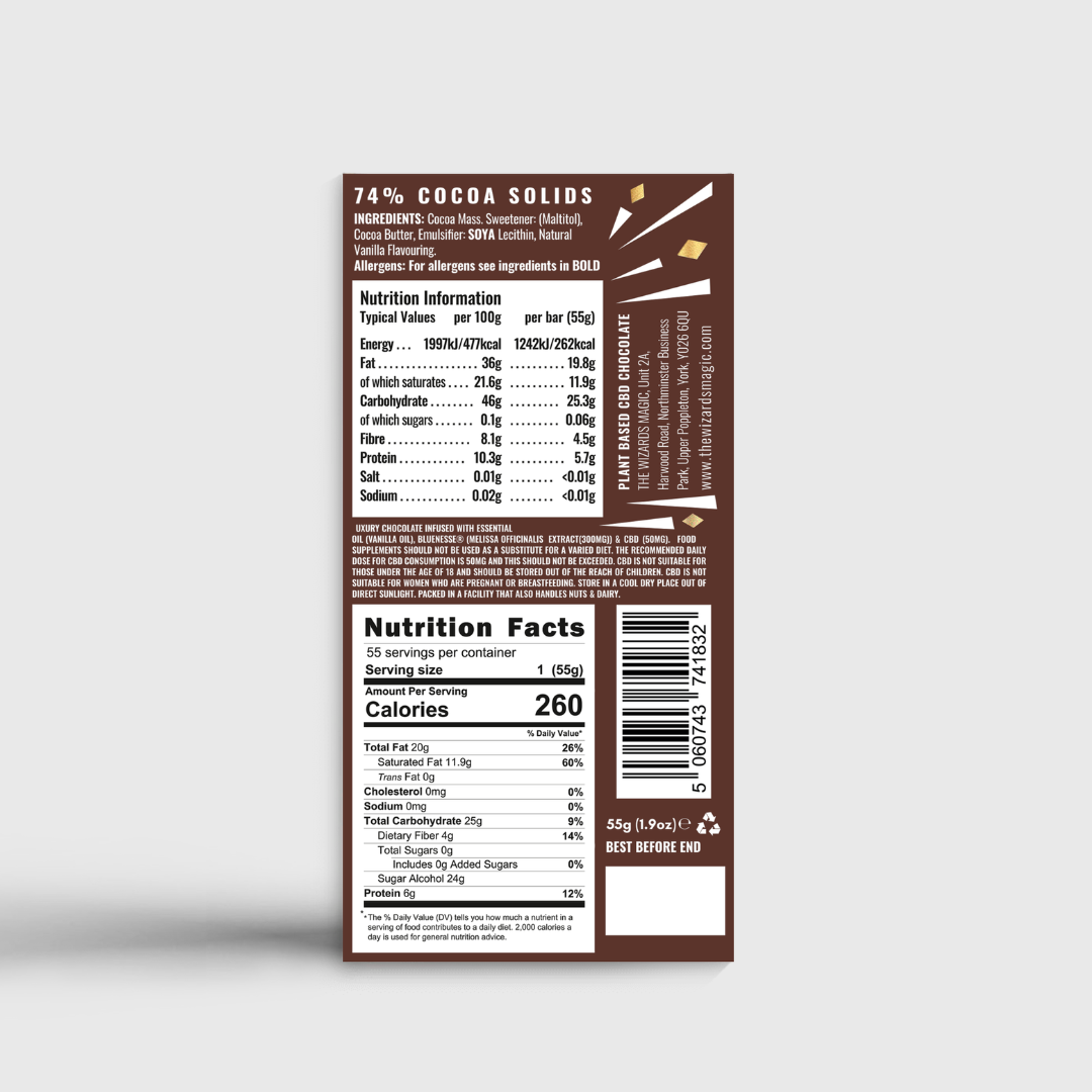 Wizards CBD Plant Based Chocolate 55g (18+)