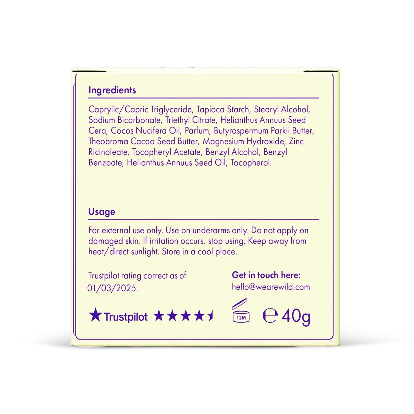 Wild Vanilla Bean & Buttercream Deodorant Refill 40g