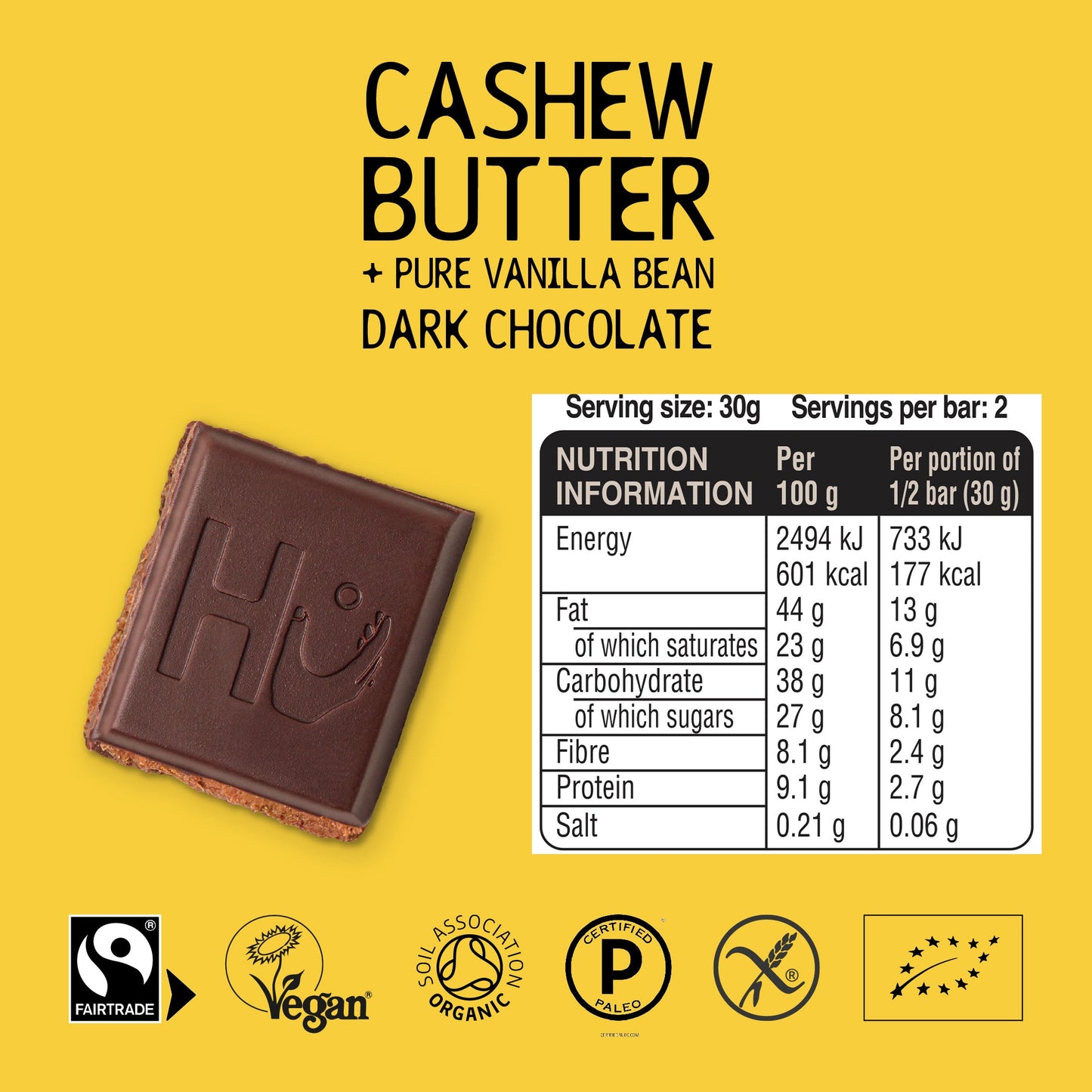 Hu Cashew Butter & Pure Vanilla Bean Dark Chocolate Bar 60g