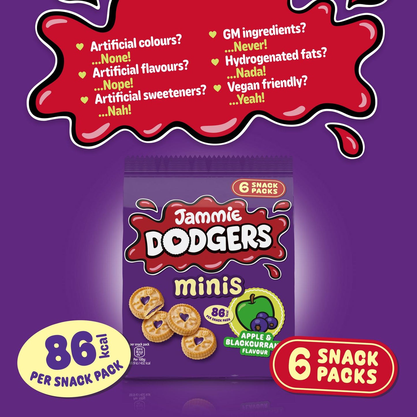 Jammie Dodgers Minis Biscuits Apple & Blackcurrant x6 120g