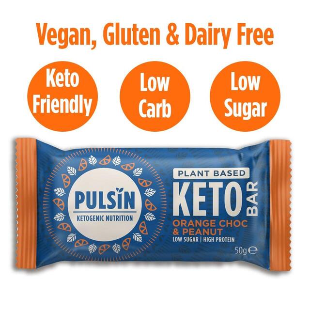 Pulsin Orange Chocolate & Peanut Keto Bar 50g
