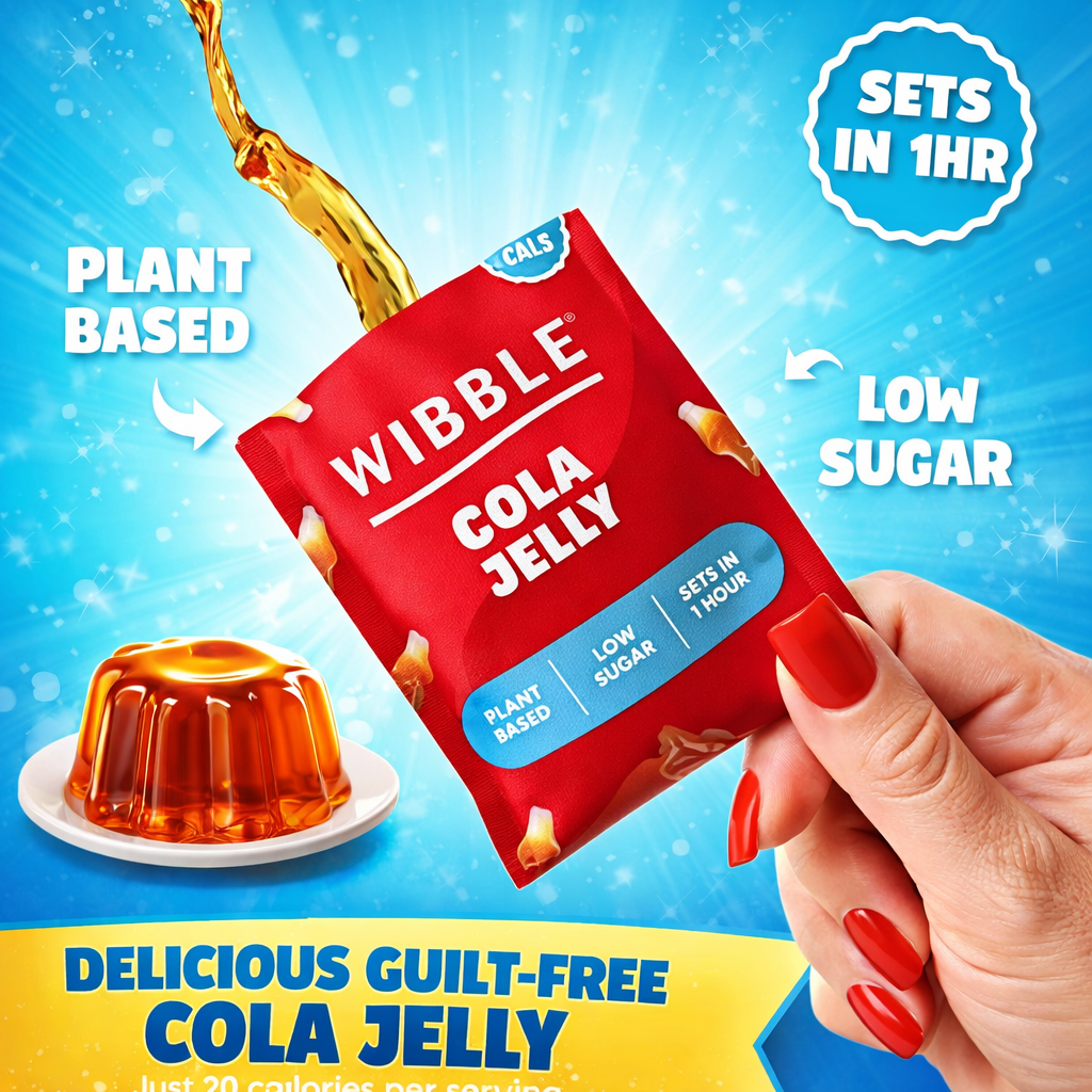 Wibble Cola Jelly – Low Sugar, Plant-Based Jelly Mix (20 Calories) 57g
