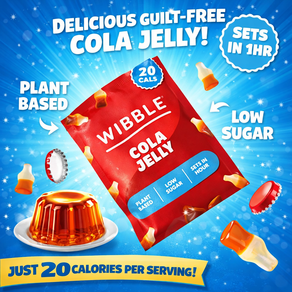 Wibble Cola Jelly – Low Sugar, Plant-Based Jelly Mix (20 Calories) 57g