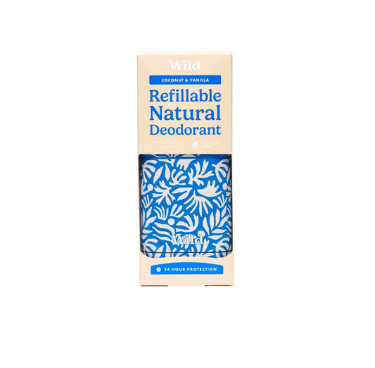 WILD Coconut & Vanilla Deodorant - blue Case & Refill Limited Edition. Starter Pack