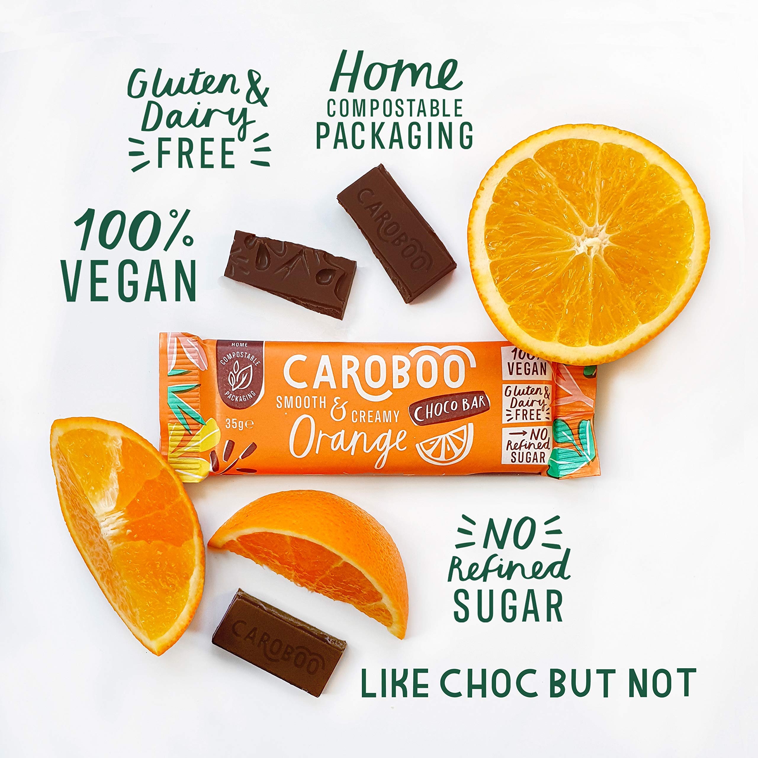 Caroboo Orange Carob Choco Bar 35g