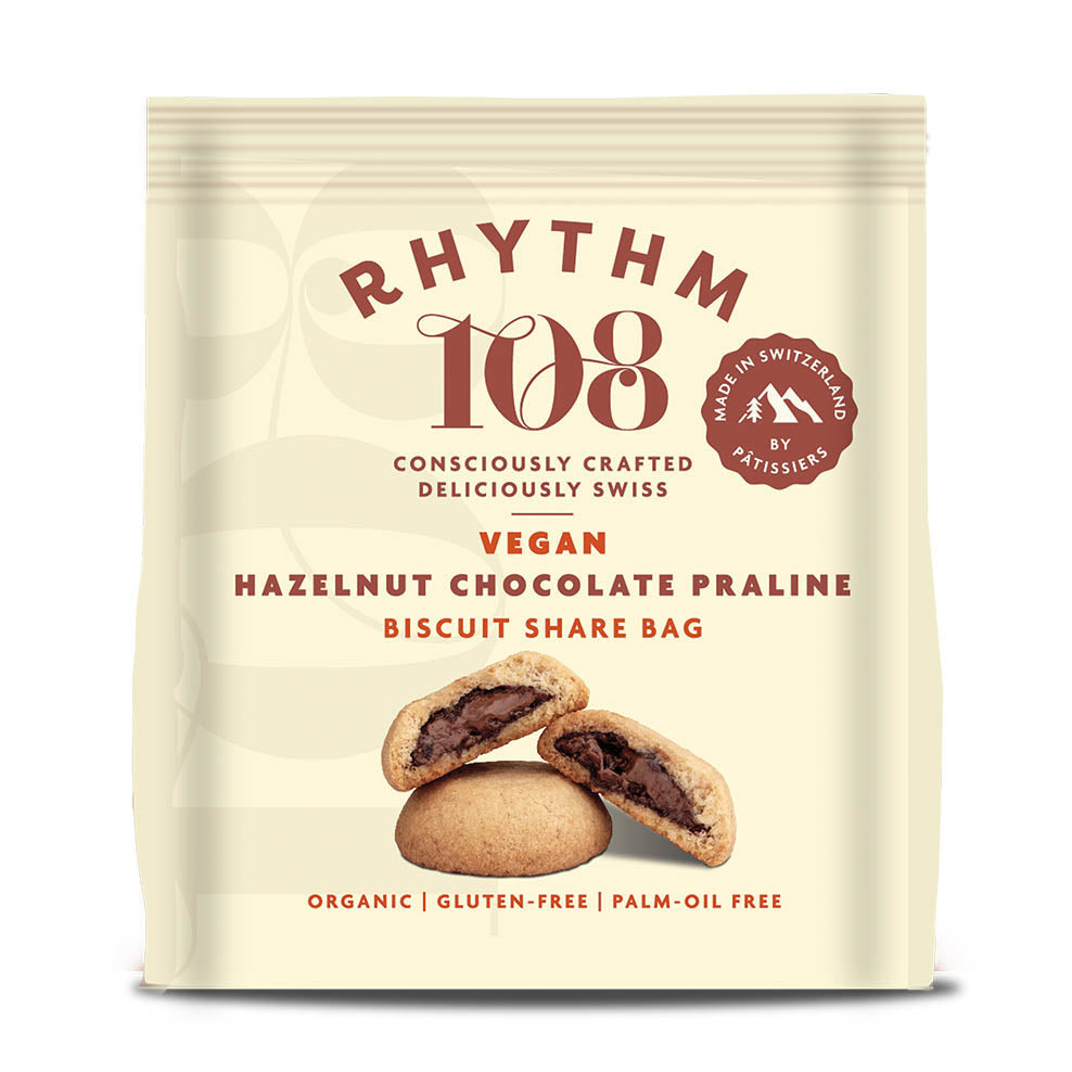 Rhythm 108 Vegan Hazelnut Chocolate Praline Biscuit Share Bag 135g