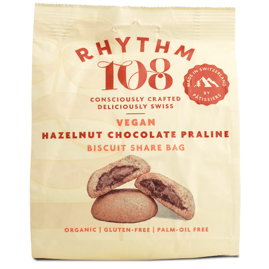 Rhythm 108 Vegan Hazelnut Chocolate Praline Biscuit Share Bag 135g