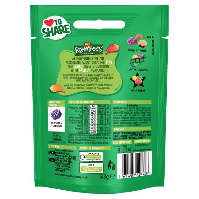Rowntree’s Fruit Pastilles Sweets Sharing Bag 143g