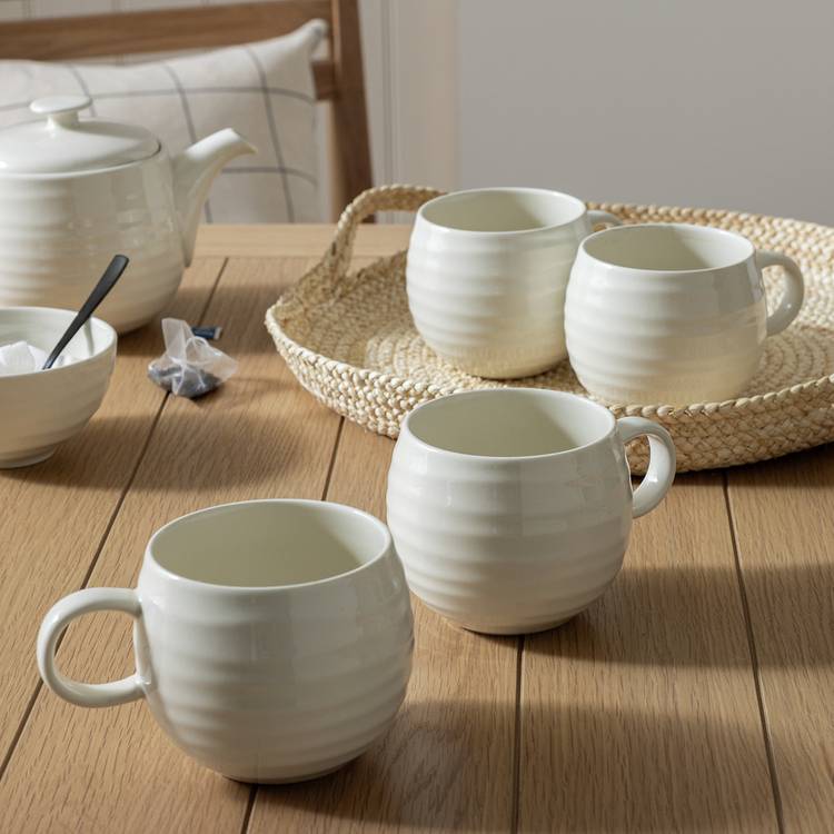 Habitat Ripple Stoneware Mugs - Cream Only 1 Cup
