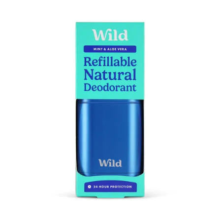 Wild Blue Aqua Case and Mint & Aloe Vera Deodorant Refill