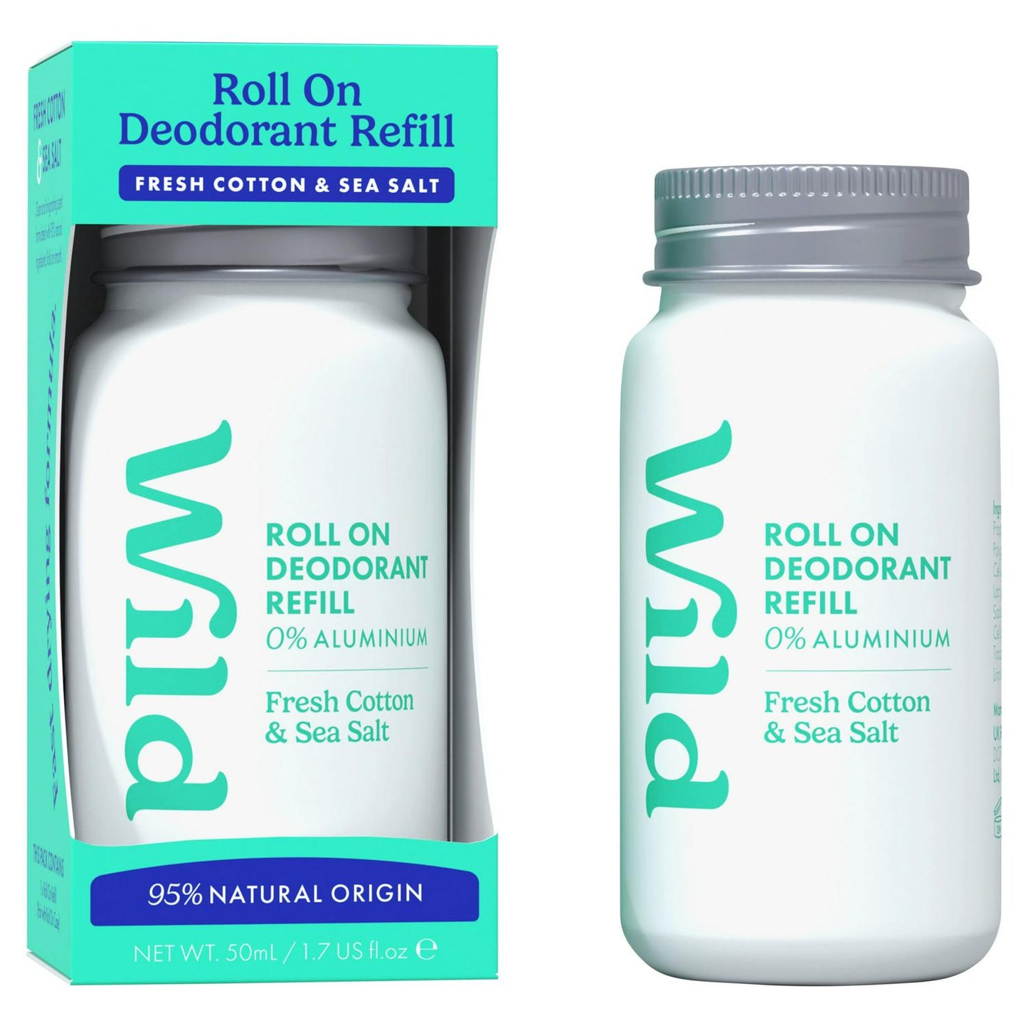 Wild Roll on Deodorant Refill Fresh Cotton & Sea Salt 50ml