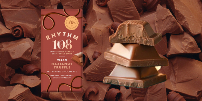 Rhythm 108 Hazelnut Truffle Swiss Chocolate Bar 100g