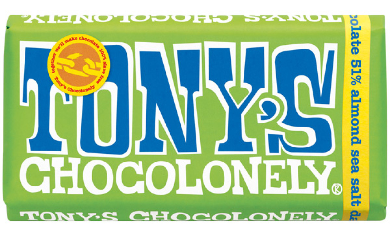 Tony's Chocolonely Dark Chocolate, Almonds and Sea Salt Bar 180g