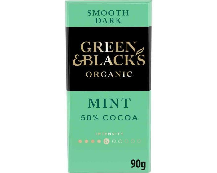 G&B ORGANIC SMOOTH MINT 50% DARK CHOCOLATE BAR 90G