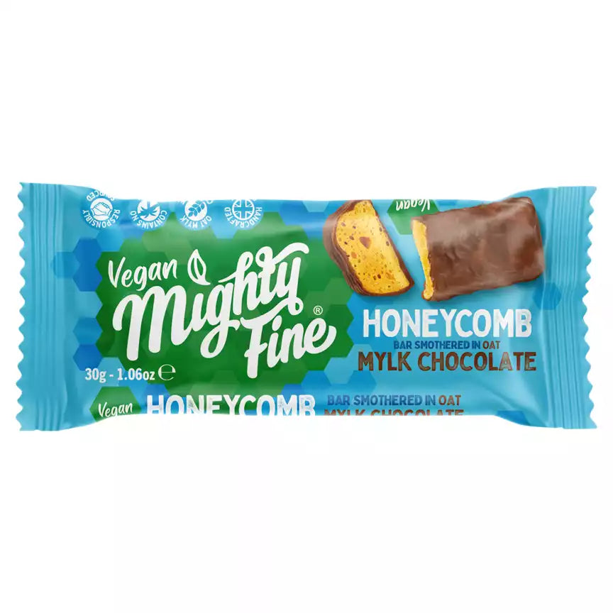 Mighty Fine Vegan Honeycomb Bar Smothered in Oat Mylk Chocolate 30g