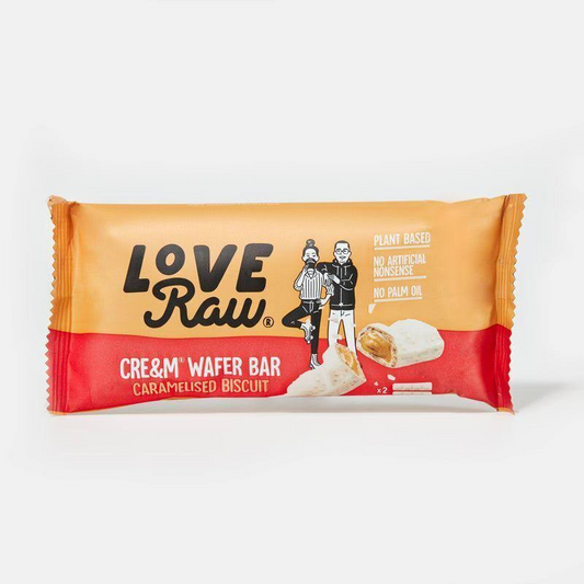 LoveRaw Caramelised Biscuit Cream Wafer Bar 50g